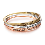 3pc Silver, Gold and Copper Inspiration Bangle Set