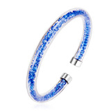 Modena Crystal Tube Bangle Embellished with Crystals from Swarovski - Blue