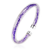Modena Crystal Tube Bangle Embellished with Crystals from Swarovski - Purple