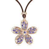 Floral Long Pendant Necklace Embellished with Crystals from Swarovski