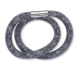 Mesh Double Wrap Bracelet Embellished with Crystals from Swarovski-Grey