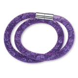 Mesh Double Wrap Bracelet Embellished with Crystals from Swarovski-Purple