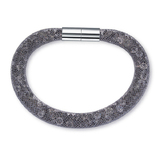 Mesh Single Wrap Bracelet Embellished with Crystals from Swarovski-Grey