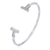 Open Cuff Bangle Embellished with Crystals from Swarovski -WG