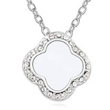 Clover Pendant Necklace Embellished with Crystals from Swarovski -WHT