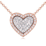 2 Tone Pave Heart Pendant Necklace Embellished with Crystals from Swarovski