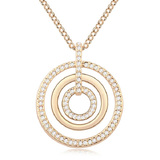 Tri-Ring Long Pendant Necklace Embellished with Crystals from Swarovski - Clear