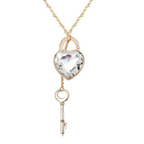 Key To My Hart Long Pendant Necklace Embellished with Crystals from Swarovski - Clear