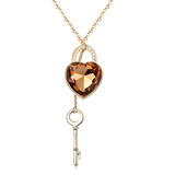 Key To My Hart Long Pendant Necklace Embellished with Crystals from Swarovski - Topaz