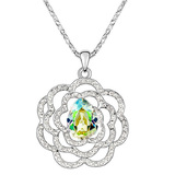 Enchanted Flower Long Pendant Necklace Embellished with Crystals from Swarovski