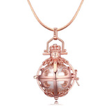 Genie Long Pendant Necklace Embellished with Crystals from Swarovski -Rose Gold