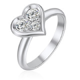 Heart Tri-stone ring Embellished with Crystals from Swarovski
