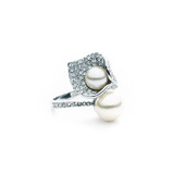 2 Pearl Pave Ring Embellished with Crystals from Swarovski