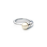 White Pearl Ring Embellished with Crystals from Swarovski