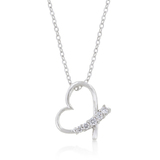 Cross-over Heart Necklace in White Gold