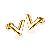 Stud Earrings V Shaped - Gold