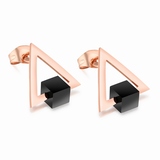 Stud Earrings Triangle & Cube - Rose Gold / Black
