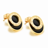 Stud Earrings Sun Dial - Gold / Black