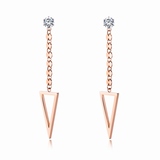 Drop Earrings Elegant Dangle Design - Rose Gold / Clear