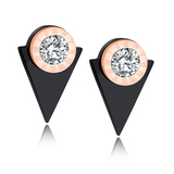 Drop Earrings Elegant Dangle Design - Rose Gold / Black / Clear