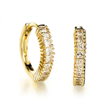 Huggie Earrings with single Row Pave - Gold / Clear