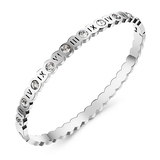 Bangle in Roman Numeral and CZ Design - White Gold / Clear