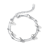 Bracelet With Faux Pearl - White Gold