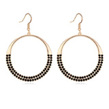 Drop Earrings w Swarovski Crystals - Gold / Black
