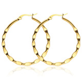 Textured Hoop Earrings 40mm - Gold