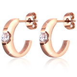 Huggie hoop earrings with cubic zirconia Rose Gold
