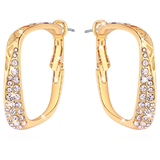 Large square hoop earrings with Swarovski crystals Gold