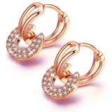 Elegant Circular Charm Earrings - Rose Gold