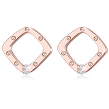 Contemporary square earrings with Cubic Zirconia Rose Gold