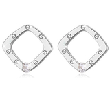 Contemporary square earrings with Cubic Zirconia