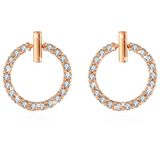 Elegant Circular Earrings with Cubic Zirconia Rose Gold