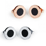 2 Prs Stud Earrings Greek Pattern - Rose Gold and White Gold