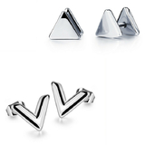 2 Prs White Gold Stud Earrings - White Gold