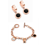 2pc Bracelet and Earring Set - Rose Gold