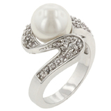 Swirled Designer Pearl Ring -White Gold 