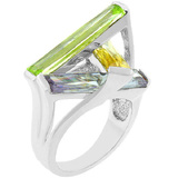 Sculptured Crystalised Ring -White Gold 