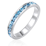 Stackable Ring -Wht Gldw Blue Ft Swarovski Crystals