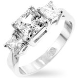 Solid 925 Sterling Silver Triple Crown Ring w White Gold 