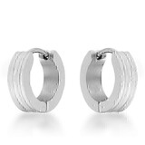 Stainless Steel Hoop Earrings - White Gold