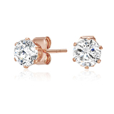 Classic 3.4ct CZ Stainless Steel Stud Earrings - Rose Gold