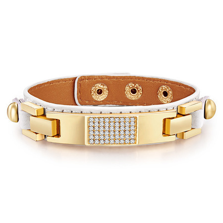 Genuine Cow Leather Bracelet With 18k Gold Buckle