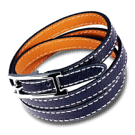 Genuine Leather Wrap Bracelet | Blue