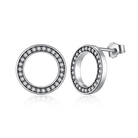 925 Sterling Silver Pave Halo Earrings 
