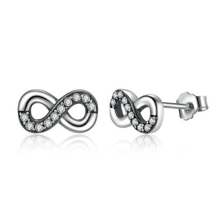 925 Sterling Silver Pave Infinity Earrings
