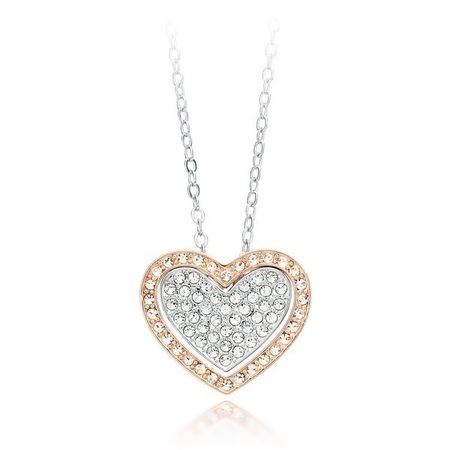 Heart To Heart Pendant Necklace Embellished with Crystals from Swarovski - Two Tone
