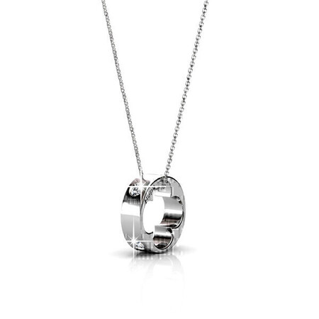 Hope Clover Pendant Necklace Embellished with Crystals from Swarovski -WG